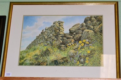 Lot 1002 - John Beldersen (British, 20th/21st century) Life by the Old Wall, Nidderdale, signed, 34cm by 58cm