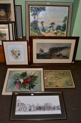 Lot 1010 - A quantity of pictures including an oil on canvas still life etc (6)