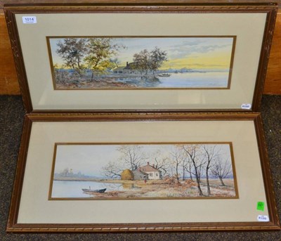 Lot 1014 - ~ A pair of watercolours, river landscapes by Adiren Taunay (2)