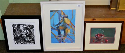 Lot 1015 - Susan Dugdale ";Painting Tower"; signed and dated 03, oil on board; together with a modern...