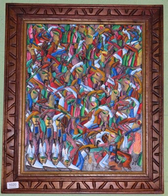 Lot 1020 - Murat Saint Vil (b.1955) Haitian, Haitian market place, signed and inscribed Haiti, acrylic on...