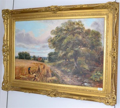 Lot 1045 - T Austin (19th/20th century) Harvest time, signed, oil on board