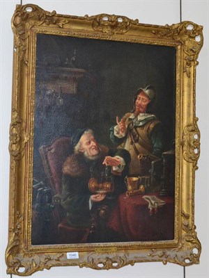 Lot 1046 - J Montieth (19th/20th century) The money lender, signed, oil on canvas