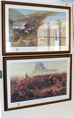 Lot 1054 - A modern print of ";The Defence of Rorke's Drift";; another, ";The Battle of Isandlwana";, Zulu war