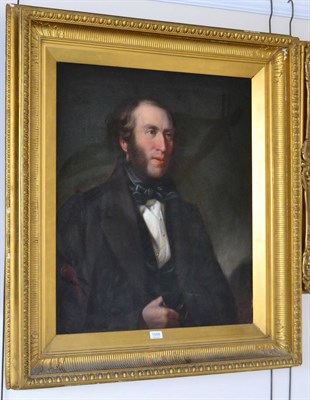 Lot 1059 - British School (19th century) Portrait of a gentleman, head and shoulders, wearing a black tie...