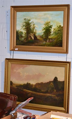 Lot 1062 - Two gilt framed Victorian oil landscapes