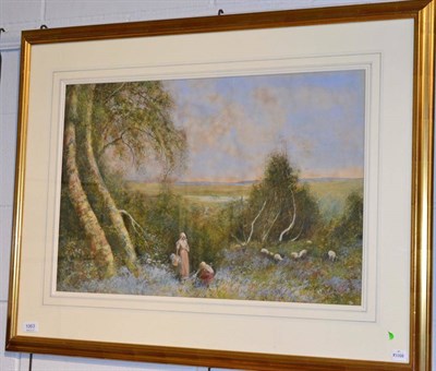 Lot 1063 - ~ Unsigned watercolour, bluebell picking