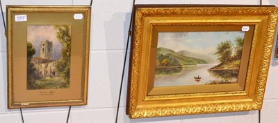 Lot 1072 - Tom Dudley, Fountains Abbey, watercolour, signed and titled lower left, together with J Liney, Boat