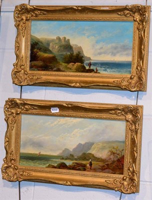 Lot 1074 - Circle of Joseph Horler (1809 - 1887) Pair of marine landscapes, oil on canvas 19.5cm by 39cm