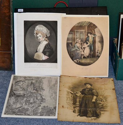 Lot 1087 - Group of 19th century and later engravings, prints, photographs, watercolours, including a hand...