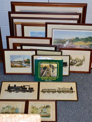 Lot 1089 - Four signed railway prints after Terence Cuneo with fourteen assorted prints and watercolours (18)