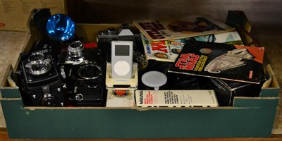 Lot 1103 - A box of cameras etc