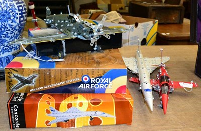 Lot 1107 - Meccano constructed aircraft kits Concorde, Royal Air Force Spitfire and Red Arrows Hawk (all...