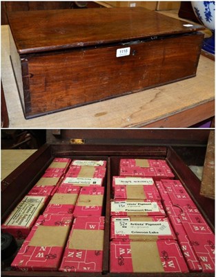 Lot 1118 - A 19th century mahogany artist's box with related contents