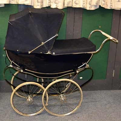 Lot 1160 - A Wilson perambulator, blue painted with blue canvas hood