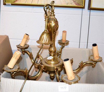 Lot 1177 - ~ A five-branch gilt metal light fitting