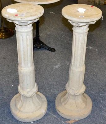 Lot 1194 - ~ Pair of reconstituted marble plinths, 91cm high