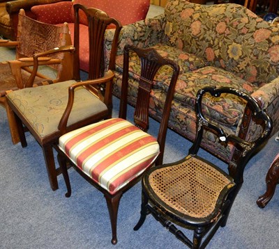 Lot 1207 - A 19th century mahogany elbow chair and two occasional chairs of similar date