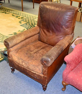 Lot 1210 - A 19th/20th century mahogany framed leather club chair