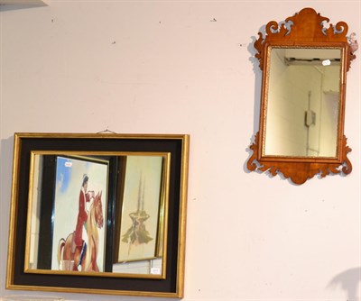 Lot 1211 - Modern parcel gilt rectangular wall mirror and a Georgian style fret work mirror (2)