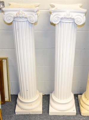 Lot 1213 - ~ Pair of modern plaster Corinthian columns, 123cm high