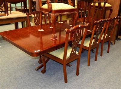 Lot 1229 - Set of eight reproduction dining chairs including two carvers; together with a reproduction...