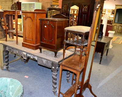 Lot 1241 - Small group of furniture comprising a 19th century mahogany pot cupboard; later mahogany coal...