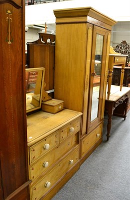 Lot 1252 - Victorian painted pine three piece bedroom suite comprising marble top washstand, mirror...