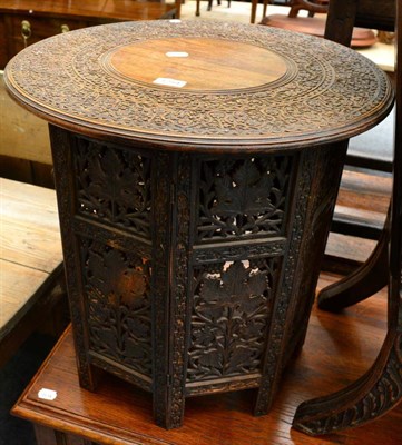 Lot 1254 - Middle Eastern carved hardwood folding occasional table