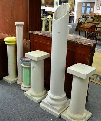 Lot 1259 - ~ Pair of modern plaster columns, 76cm high, together with four other various examples, tallest...