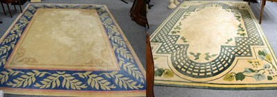 Lot 1268 - Oriental carved carpet with foliate design on a cream ground; together with another Oriental carpet