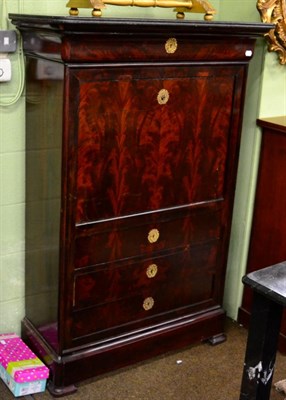 Lot 1286 - ~ A 19th century French mahogany secretaire abbatant with marble top