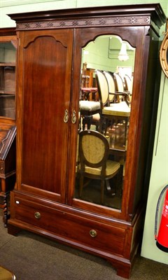 Lot 1294 - Mahogany mirrored twin wardrobe