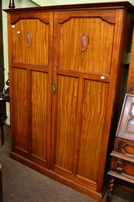 Lot 1296 - Edwardian mahogany gents wardrobe with fitted interior