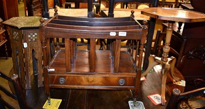 Lot 1310 - Walnut occasional table; three division Canterbury; and a mother-of-pearl inlaid Middle Easter...