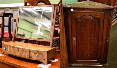 Lot 1314 - A 19th century toilet mirror and a George III oak hanging corner cupboard