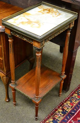 Lot 1324 - French marble topped gilt metal mounted occasional table with shelf stretcher and pierced gallery