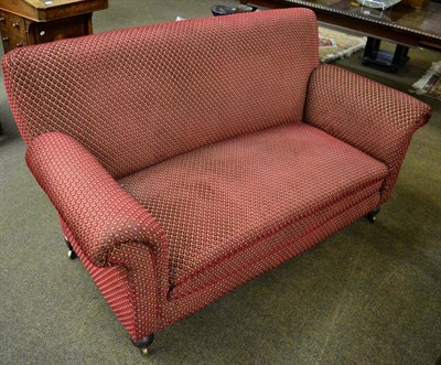 Lot 1340 - Late Victorian mahogany framed drop-end sofa in red velvet upholstery