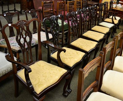 Lot 1343 - Eight Chippendale style chairs