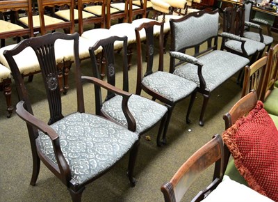 Lot 1346 - A seven piece Edwardian parlour suite (re-upholstered)