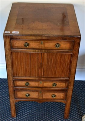 Lot 1366 - ~ An 18th century tambour front bedside table