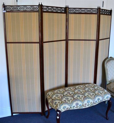 Lot 1368 - ~ An Edwardian mahogany four-fold screen