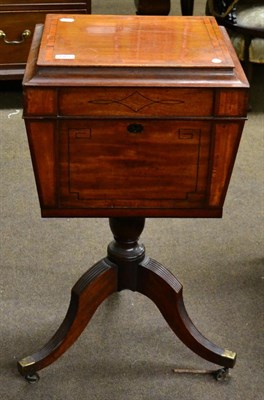 Lot 1401 - A 19th century crossbanded and inlaid mahogany caddy top cellarette