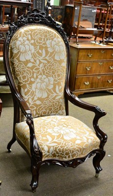 Lot 1402 - ~ A Victorian gents carved armchair of large proportions