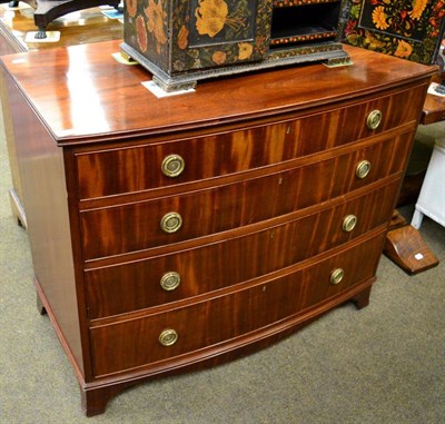 Lot 1417 - Mahogany bow fronted four height chest of drawers