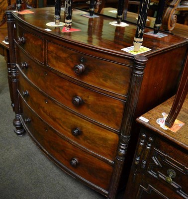 Lot 1422 - Victorian mahogany bow fronted four height chest of drawers