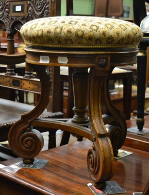 Lot 1427 - Regency mahogany adjustable piano seat of boldly scrolled feet