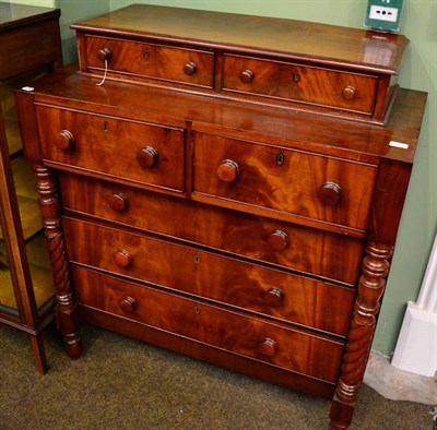 Lot 1441 - ~ A 19th century Continental mahogany four height chest of drawers, with superstructure top