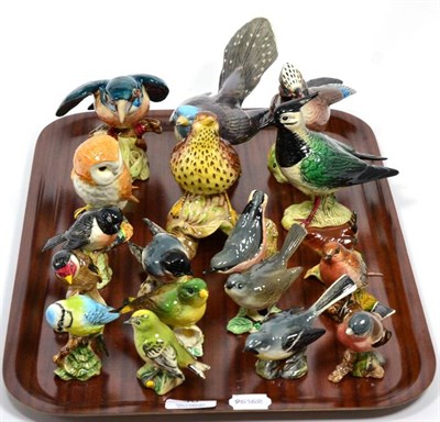 Lot 46 - Beswick Birds including: Owl, model No. 2026, Songthrush, model No. 2308, Cuckoo, model No....