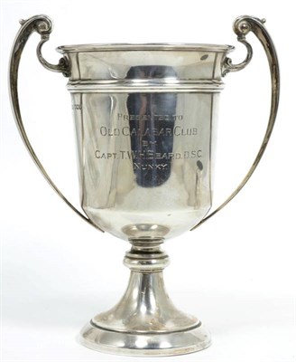 Lot 49 - A silver twin-handled cup, Walker & Hall, Sheffield 'Presented to Old Calabar Club by Capt....